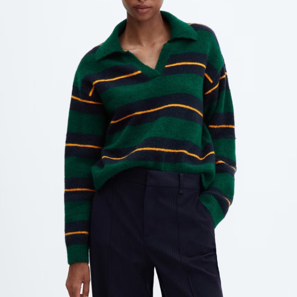 XS MANGO - women’s striped long sleeve polo